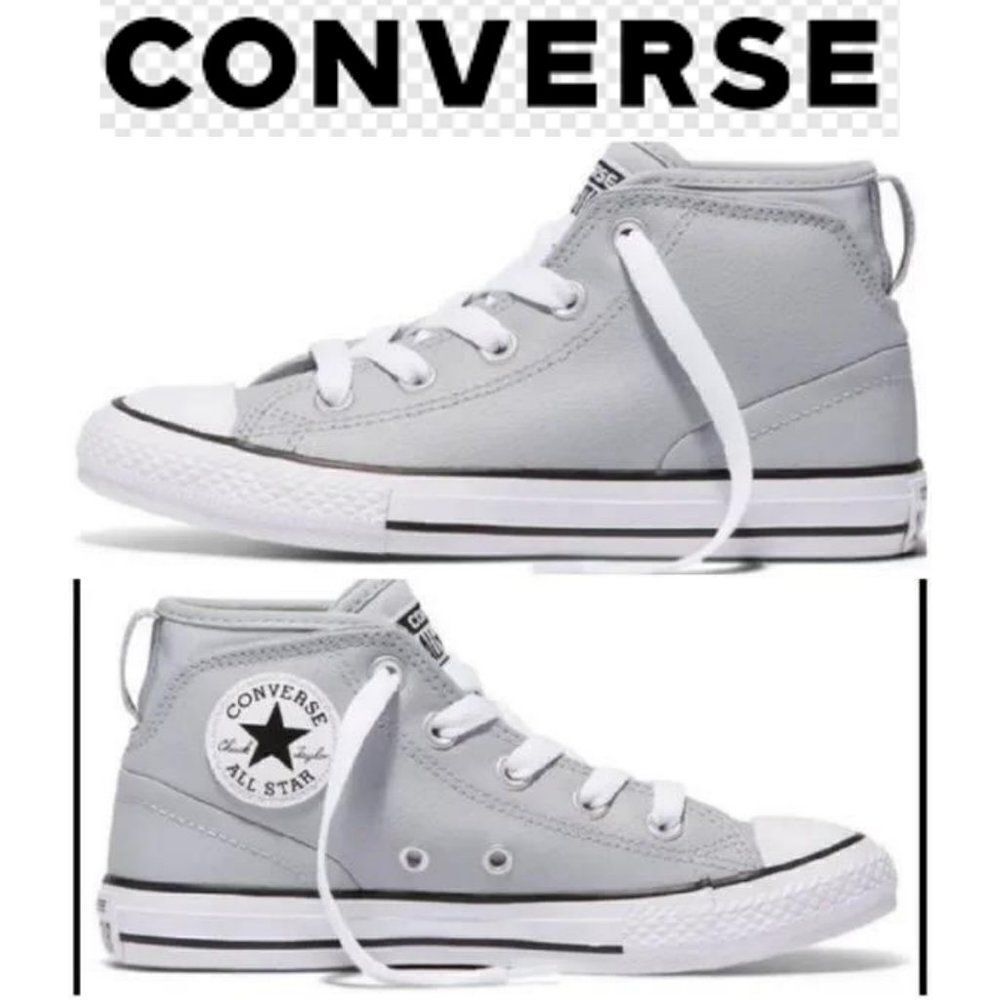 Converse Kids Chuck Taylor All Star Syde Street Leather Youth Mid Grey S…